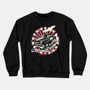 USA Powered Vintage Classic American Muscle Car - Hot Rod and Rat Rod Rockabilly Retro Collection Crewneck Sweatshirt